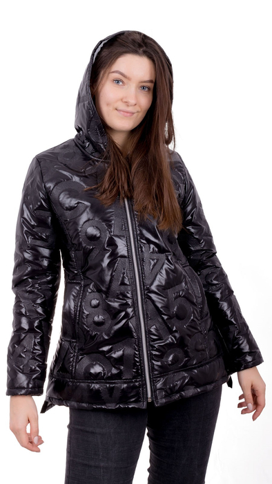 Schwarze Damenjacke mit Kapuze