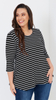 Women's black tunic loose blouse with white stripes