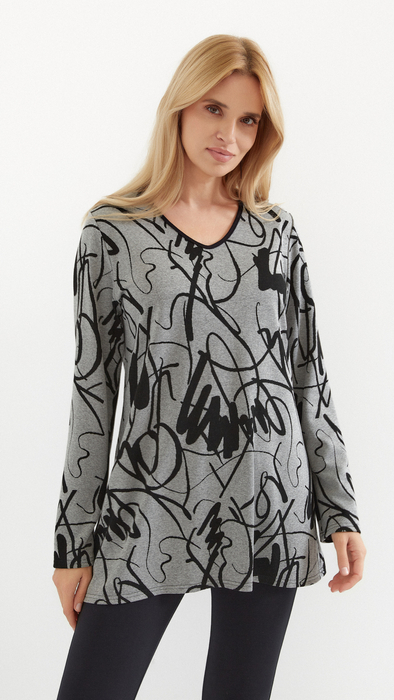 Warm gray women's autumn tunic, thick knit, original pattern