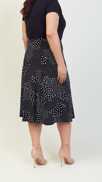 Women's black long skirt with white dots