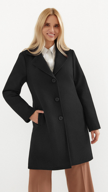 Black women's winter wool coat with insulated lining
