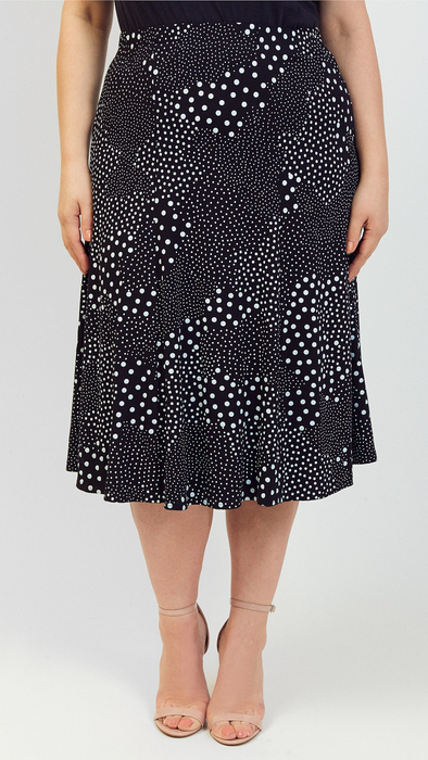 Women's black long skirt with white dots