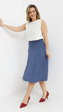 Leicht ausgestellter Damen-Midirock im Jeans-Stil