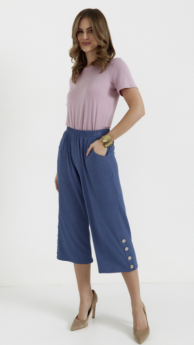 Leichte  Damen-Sommerweite 3/4-Hose im Jeans-Stil
