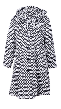 Women's winter autumn coat with a black and white hood