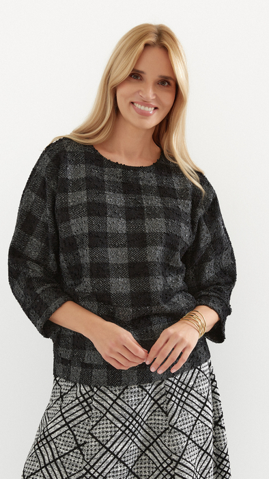 Women's checkered blouse women's kimono sweater