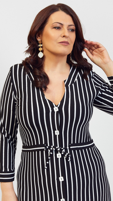 Women's black striped spring summer dress