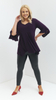 Purple tunic for women elegant bell sleeve blouse