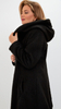 Black warm elegant women's coat with hood Bouclé