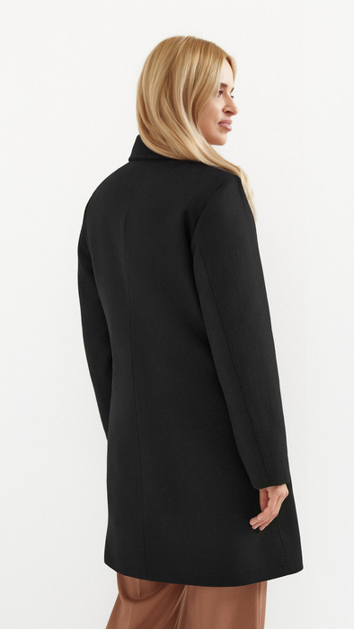 Black women's winter wool coat with insulated lining