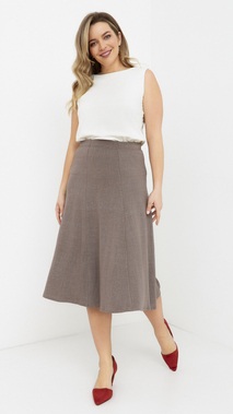 Women's beige flared midi skirt