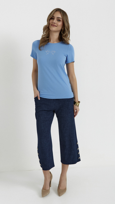 Blue hwomen's T-shirt women's short-sleeved T-shirt