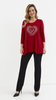 Red women's tunic, loose blouse, elegant viscose heart