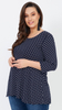 Women's navy blue tunic loose blouse with white polka dots
