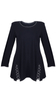 Black elegant women's tunic decorated with a unique braid with gray and black stripes
