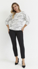 White and black women's blouse, women's kimono sweater a la bouclé
