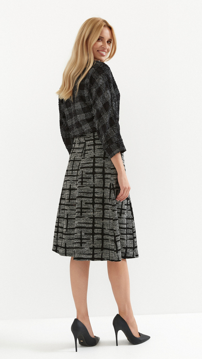 Gray and black women's long warm skirt with an elastic band