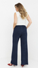 Navy blue women's wide, loose trousers with jeans-style pockets