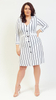 White women's elegant summer dress with stripes