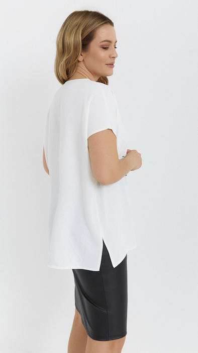 White women's tunic kimono women's blouse plant motif