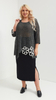 Dark gray women's elegant tunic decorated with flowers