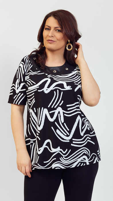 Women's black tunic with decorations