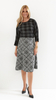 Women's long skirt in a black and white check pattern, mix