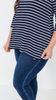 Women's navy blue tunic loose blouse with white stripes