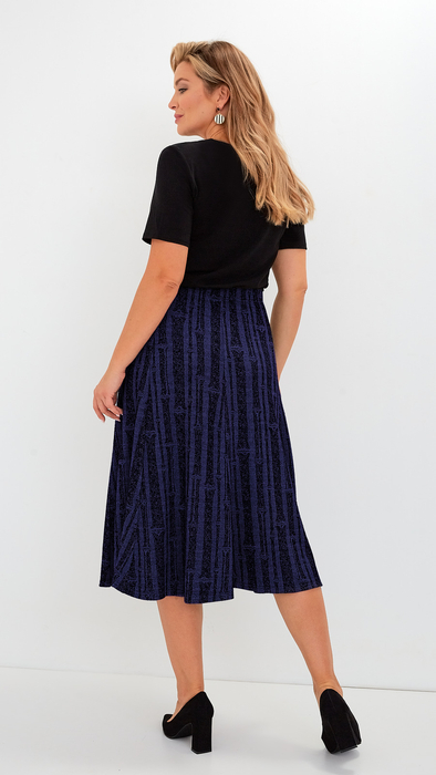 Women's long patterned skirt, blue and black