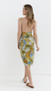 Blue women's pareo cap and midi beach dress