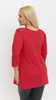 Czerwona elegancka tunika damska zdobiona unikalnym warkoczem z lamówek