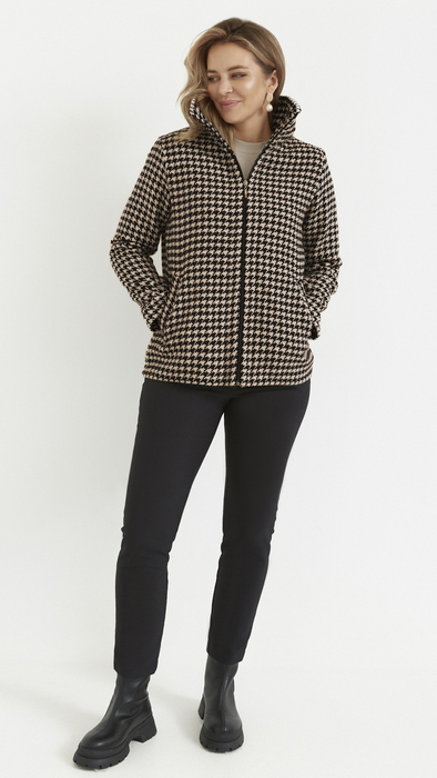 Elegante Damenjacke mit Frühling-Herbst-Hahnentrittkragen