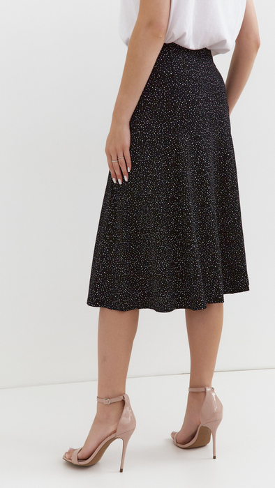 Long women's polka dot flared skirt