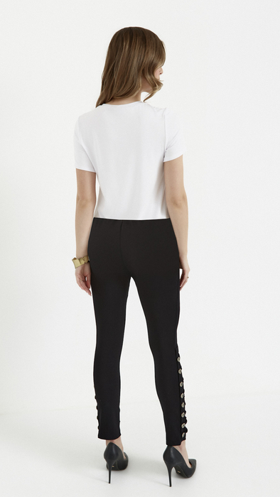 Schwarze klassische Leggings mit Falten