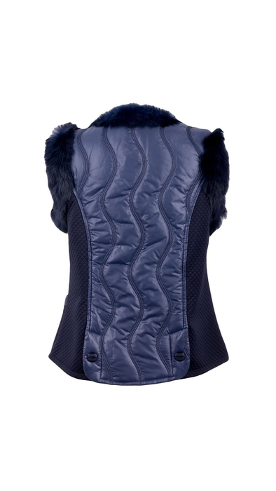 Navy blue padded vest made of natural rabbit fur