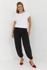 Black women's high-waist, loose trousers with pleats