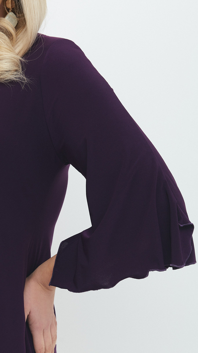 Purple tunic for women elegant bell sleeve blouse