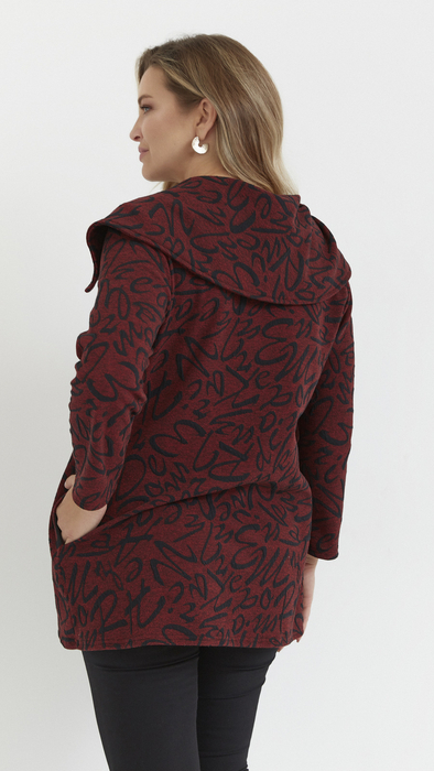 Rote Damen-Rollkragentunika, warme Bluse mit Buchstaben