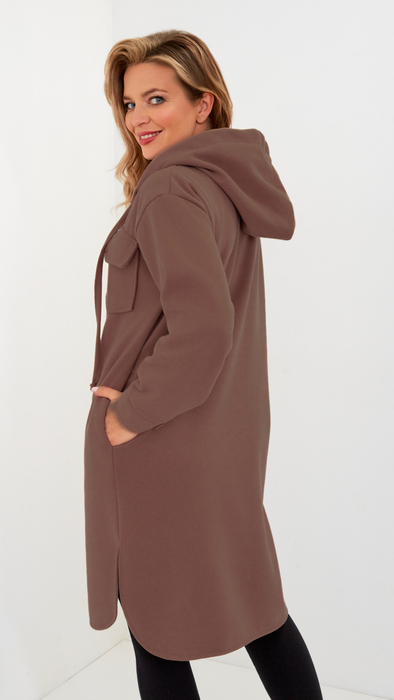 Braune Damen Kapuzenmantel Frühling Herbst kurz