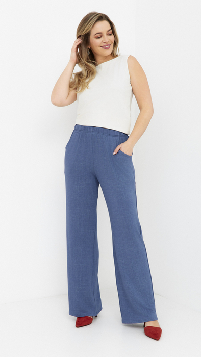 Jasne spodnie damskie szerokie spodnie luźne z kieszeniami a'la jeans