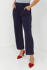 Navy blue women's wide loose trousers with pockets, thick knit plus size