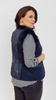 Navy blue padded vest made of natural rabbit fur