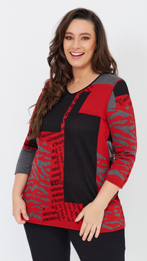 Red warm women's autumn tunic
