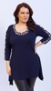 Women's navy blue embellished tunic loose blouse