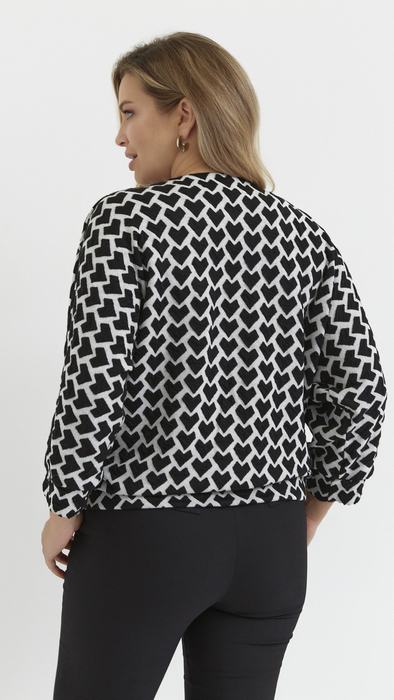 Bluzka damska czarno - biała bluzka elegancka sweter kimono