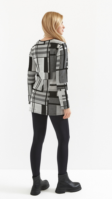 Szara ciepła tunika damska jesienna grubsza dzianina plus size