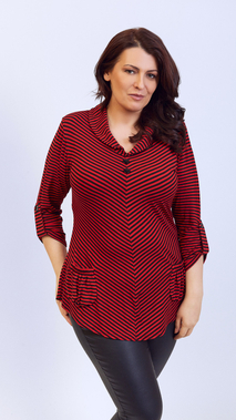 Women's tunic elegant blouse with black stripes