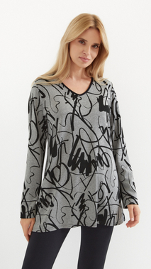 Warm gray women's autumn tunic, thick knit, original pattern