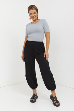 Black wide women's high-waist Aladdin pants