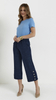Navy blue women's summer wide 3/4 trousers a la jeans